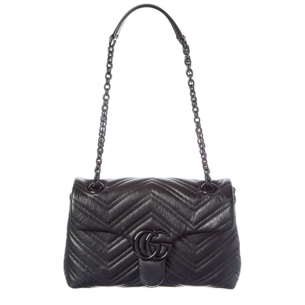 Gucci Gg Marmont Small Leather Shoulder Bag, Black